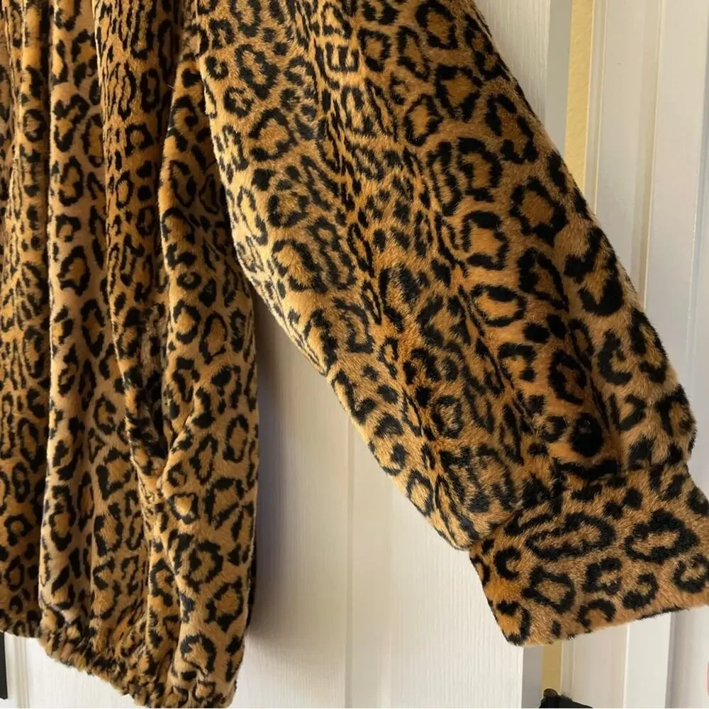 Dennis Basso Leopard Print Faux Fur Coat 1X Vintage Animal Print Mob Wife Style